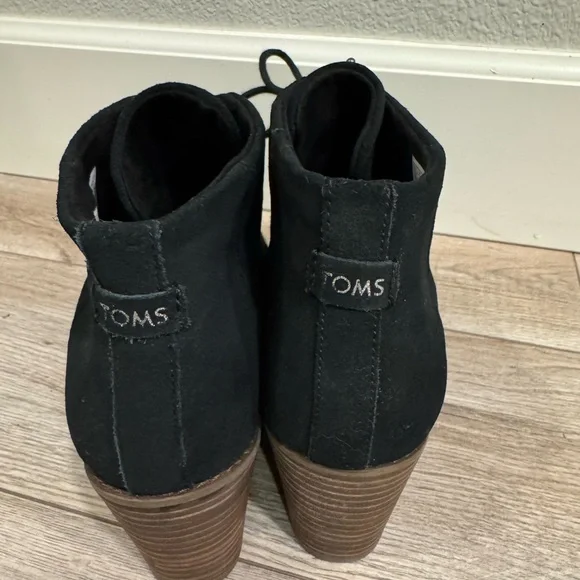 Toms Hyde Casual Boots black Wedge Lace Up Shoe Size 9 - Picture 3 of 7